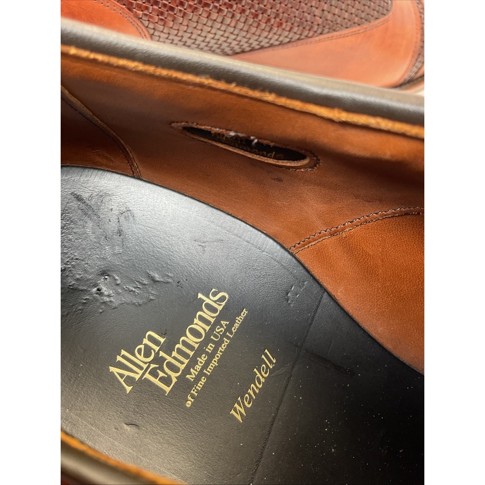 Allen Edmonds Winhall Cap Toe Oxford Mens Size 14 E Brown USA Woven Leather - Picture 7 of 9